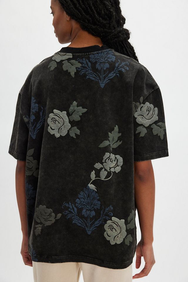 Denim and Bone Floral Grunge Embroidered Tee #1