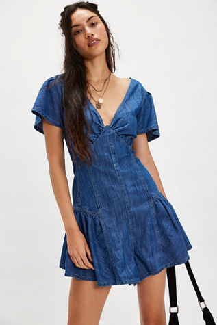 We The Free Mia Playsuit at Free People in Dark Wash, Size: M