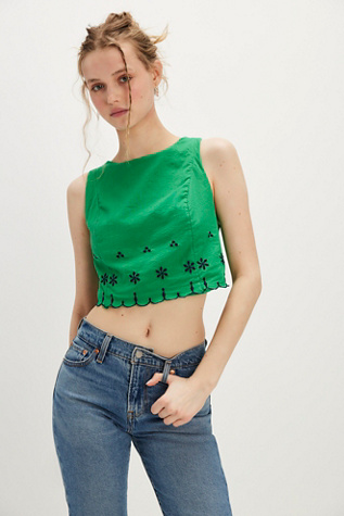 Kayla Solid Embroidered Top At Free People In Jolly Rancher Combo, Size: Small