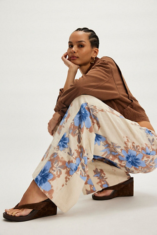 Day's End Linen Printed Pull-On Pants