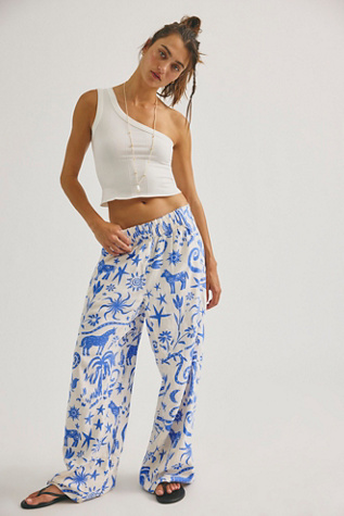 Day's End Linen Printed Pull-On Pants