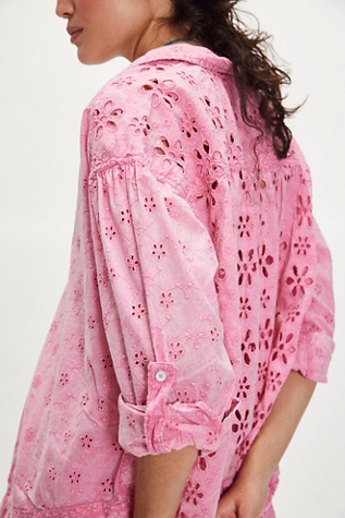 We The Free Mae Eyelet Shirt At Free People In Pink Wash, Size: Small