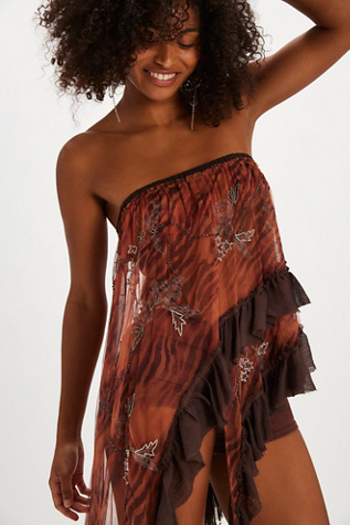Dua Embellished Tube Top at Free People in Brown Combo, Size: Medium