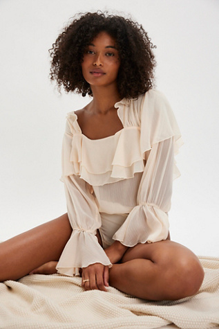 Give Me Drama Bodysuit by Intimately at Free People in White, Size: M