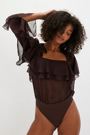 Give Me Drama Bodysuit by Intimately at Free People in Brown, Size: S