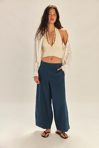 Demi Wide-Leg Trousers by free-est at Free People in Sailor Blue, Size: Small