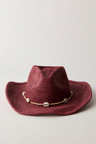 Sunlight Raffia Cowboy Hat by Free People in Red