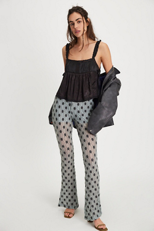 Margot Lace Flare Trousers at Free People in Puritan Gray, Size: Small