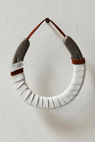 Crystal Wrapped Horseshoe At Free People In White Leather & Rose Quartz