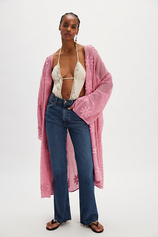 Lucina Mesh Kimono At Free People In Pink