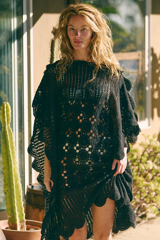 Ess Gee Taranna Poncho Jacket At Free People In Black