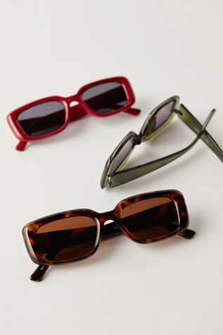 Frankie Rectangle Sunglasses by Free People in Brown