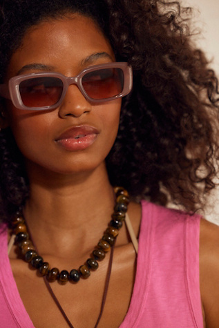 Frankie Rectangle Sunglasses at Free People in Dusty Rose