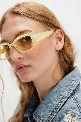 Frankie Rectangle Sunglasses by Free People in Yellow