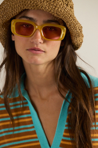 Frankie Rectangle Sunglasses at Free People in Soft Lemon & Grapefruit
