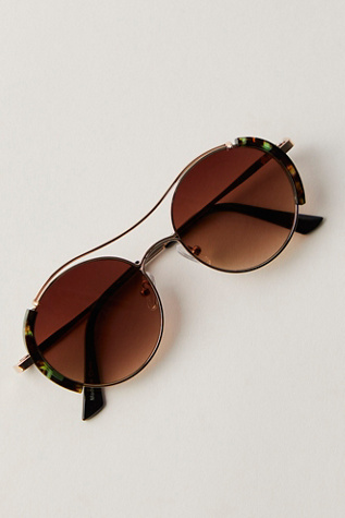 Euphoria Novelty Sunglasses At Free People In Gold/Green Tort