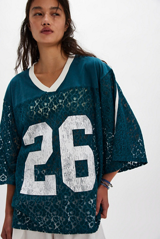 Tricia Fix Lace Sport Tee at Free People in Green, Size: S