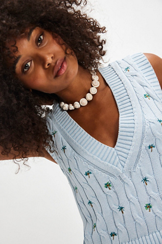 Plumeria Floral Vest Jacket by Free People in Blue, Size: M