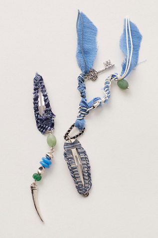 Vip Barrettes, Set of 2 at Free People in Blue Green Combo