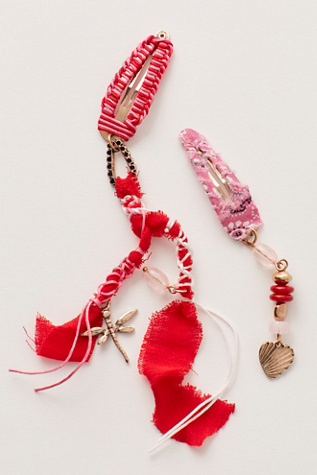 Vip Barrettes, Set of 2 par Free People en Pink Red Combo, pour femme