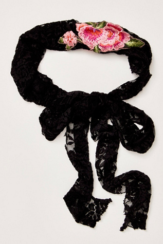 Evie Embellished Soft Headband by Curried Myrrh at Free People in Black