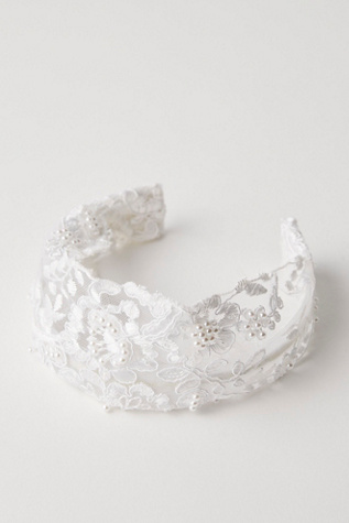 Tenny Lace Hard Headband By Curried Myrrh At Free People In White