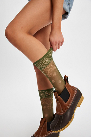 Bandana Tall Sock by Maria La Rosa at Free People in Green