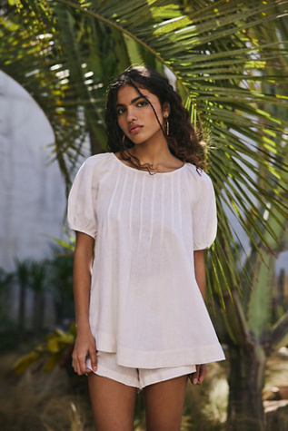 Sunny Somewhere Cotton-Linen Set by free-est at Free People in White, Size: XS