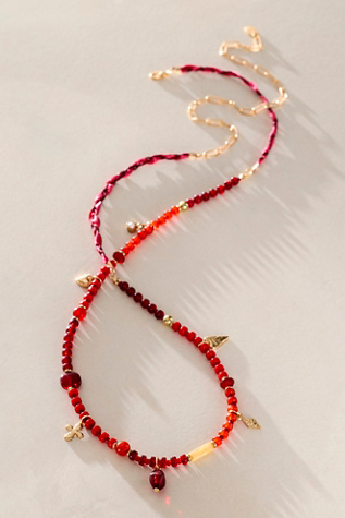 Liv Beaded Belly Chain at Free People in Red