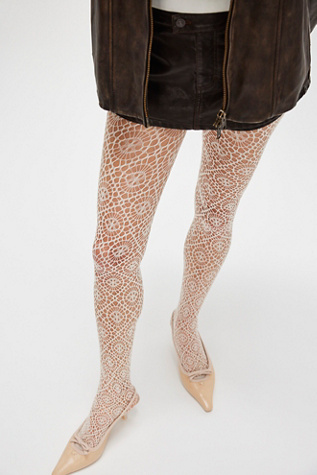 Lykke Tights by Swedish Stockings at Free People in Ivory, Size: Small