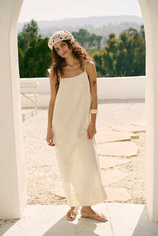 Aspen Linen Maxi Dress by free-est at Free People in Tan, Size: M