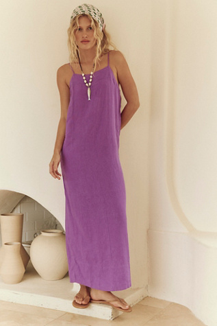 Aspen Linen Maxi Dress by free-est at Free People in Purple, Size: XS