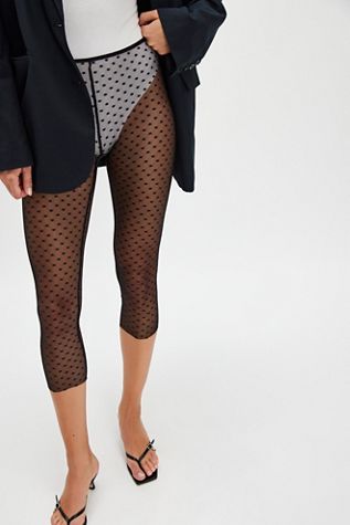 Flocked Floral Tights
