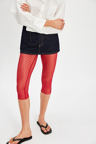Only Hearts Cou Cou Lola Cropped Tights at Free People in Summer Red, Size: Medium