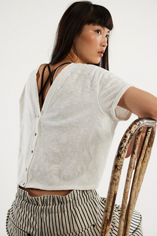 We The Free Jennie Tee at Free People in White, Size: L