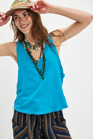 We The Free Easy Tank Top at Free People in Hawaiian Ocean, Size: Medium