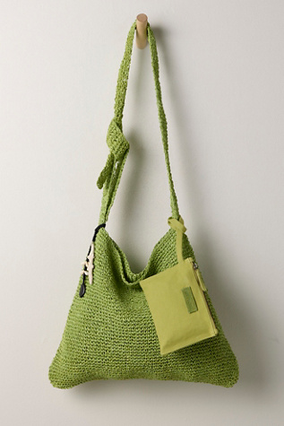 Coastal Crush Straw Tote Bag by Free People in Green
