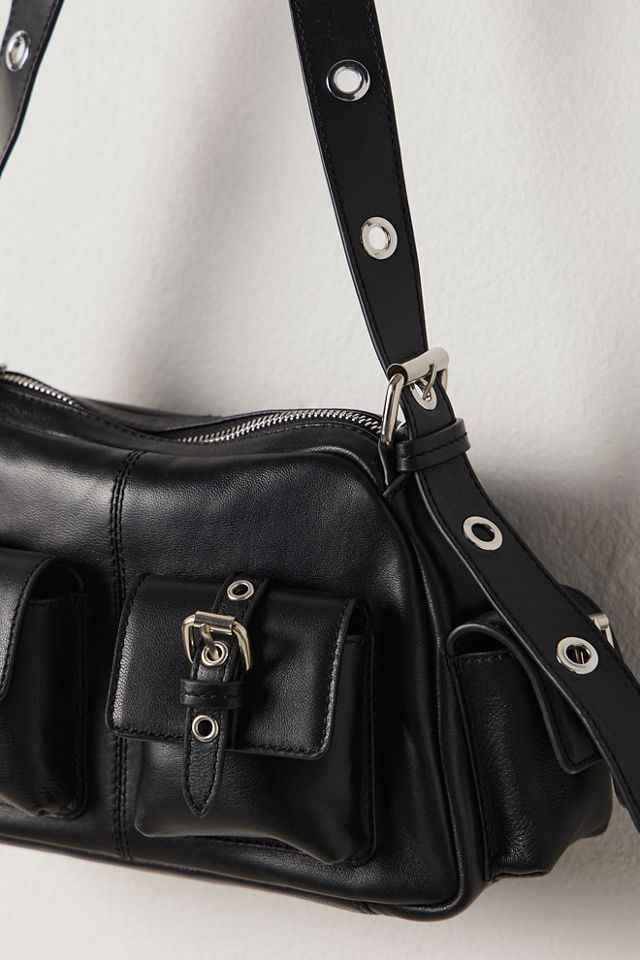 ★Dunst★ BUCKLE SHOULDER BAG BLACK Buckle-Strap Shoulder Bag | Five Below