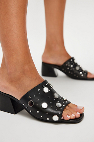 Mirage Mules by Free People in Black Leather, Size: US 8