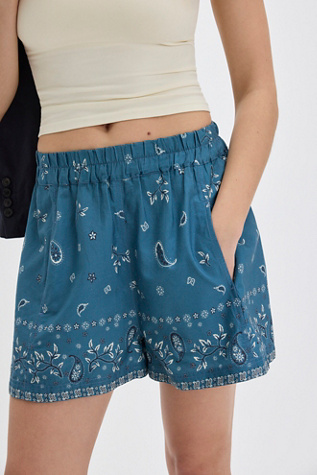 Get Free Bandana Poplin Shorts by Free People in Blue, Size: XS