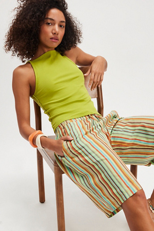 Saylor Poplin Stripe Shorts at Free People in Yellow, Size: XS