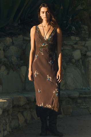 Meet Again Midi Dress by Free People in Brown, Size: S