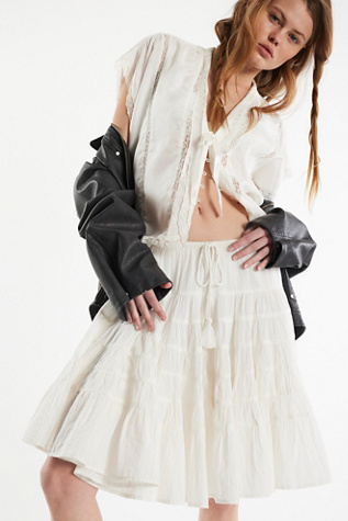 Many Layers Solid Midi Skirt by Free People in White, Size: XS