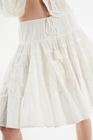 Many Layers Solid Midi Skirt by Free People in White, Size: XS