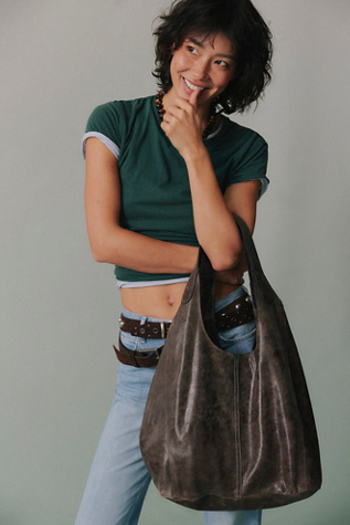 Hadley Distressed Slouchy Bag by Free People in Brown
