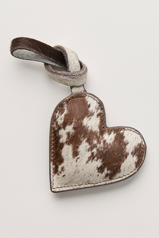 Heart Cow Hide Bag Charm
