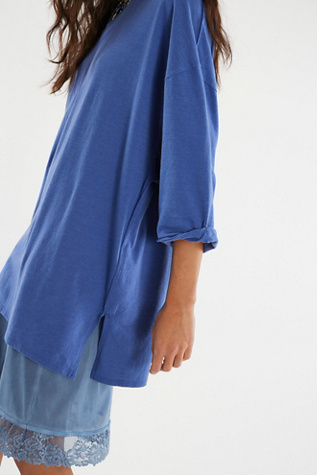 Care FP Slow Down Tee by We The Free at Free People in Blue, Size: S
