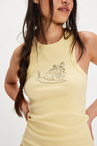 Denim and Bone Garden Fairies Tank Top at Free People in Yellow, Size: L