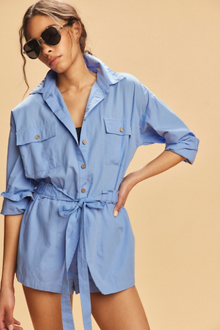 Cafe Con Leche Romper by free-est at Free People in Blue, Size: XS