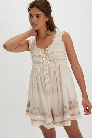Bali Sail Away Romper by Intimately at Free People in Pearled Ivory Combo, Size: Medium